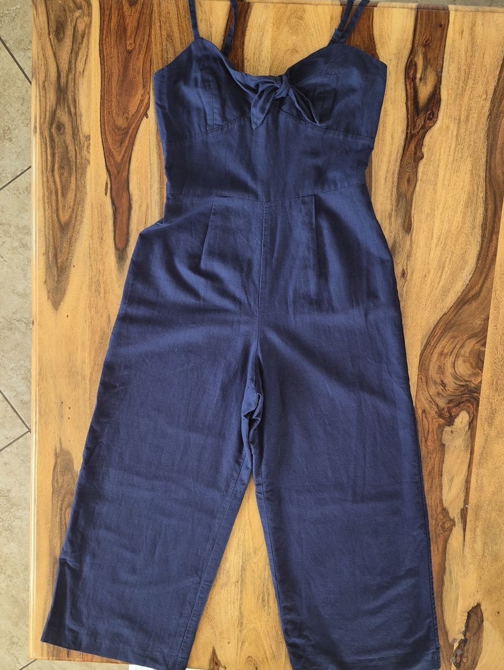 J.Crew Front Tie, Back Zip Up, Empire Waist, Romper 60% Linen-40% Cotton Sz 2
